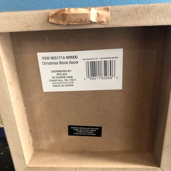 Christmas block decor blue & gold happy holidays NWT - Picture 5 of 6